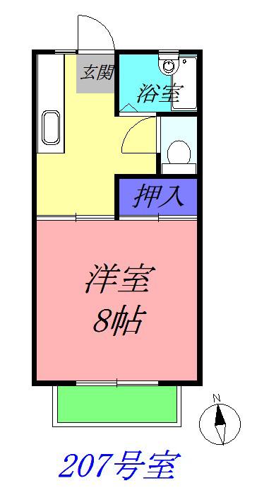 アイムズガーデン20 B(1K/2階)の間取り写真