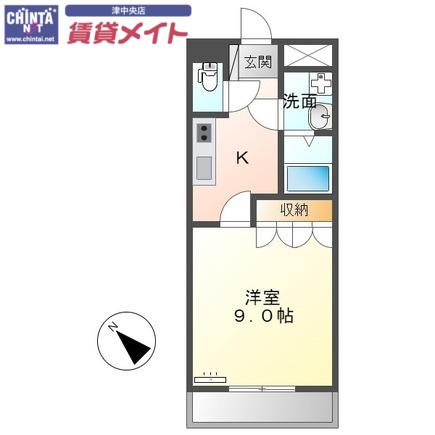 サンライズガル(1K/2階)の間取り写真