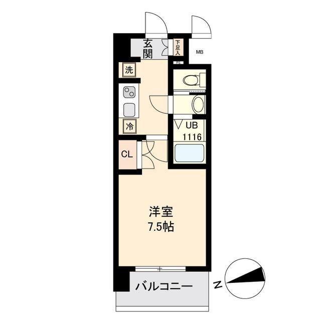 LASANTE薬師堂(1K/5階)の間取り写真