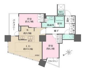 ザ・パークハウス西新宿タワー60(2LDK/5階)の間取り写真