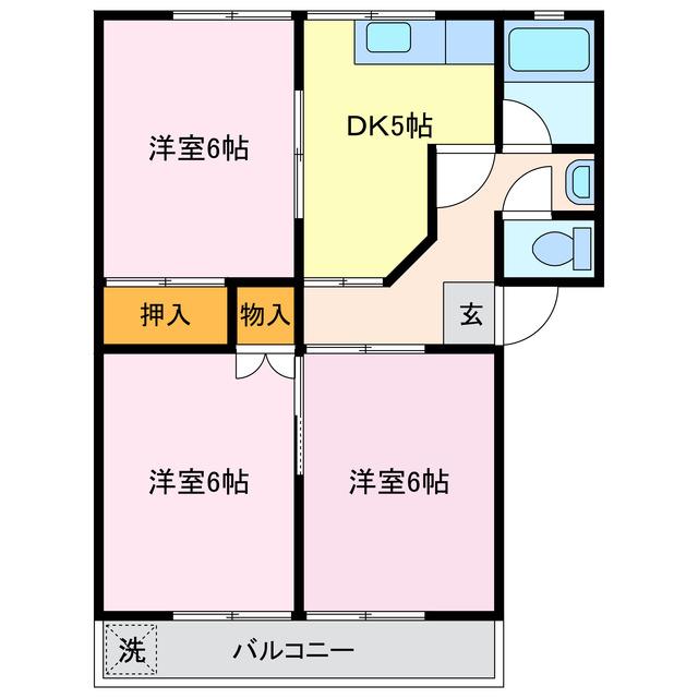 ボヌール絆IV(3DK/2階)の間取り写真