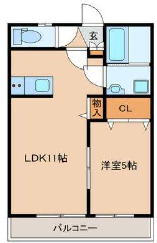 ハレクラニ唐津(1LDK/1階)の間取り写真