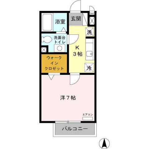 ジャスミン.H.I(1K/2階)の間取り写真