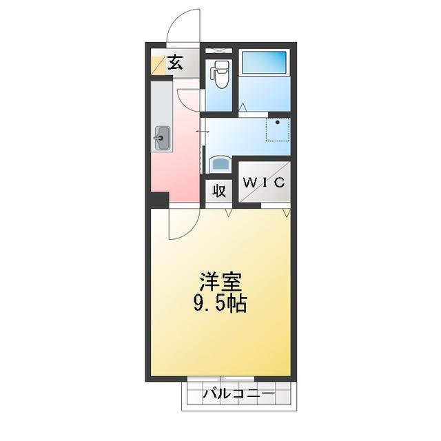 BUENA VISTA D棟(1K/2階)の間取り写真