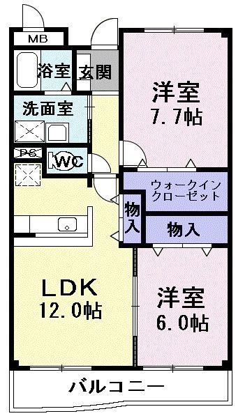 グランドール吉根(2LDK/2階)の間取り写真