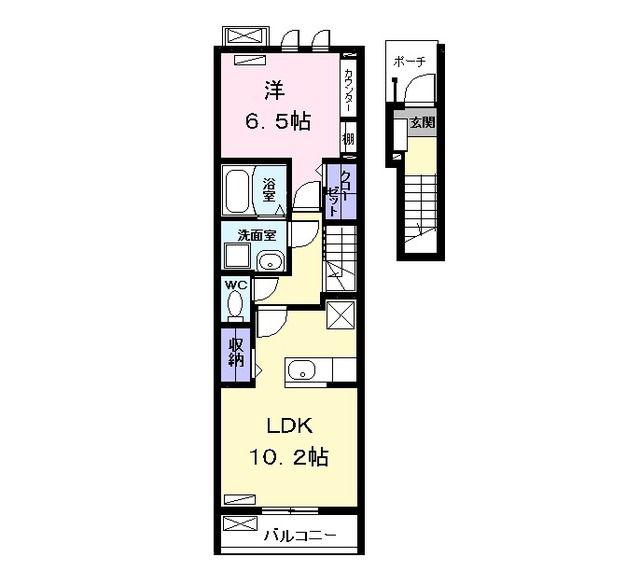 アム ベステン(1LDK/2階)の間取り写真