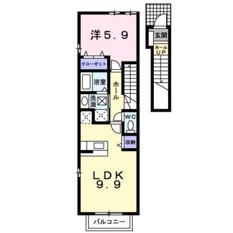 エスターブレC棟(1LDK/2階)の間取り写真
