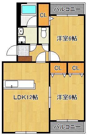 プレステージ緑ヶ丘(2LDK/1階)の間取り写真