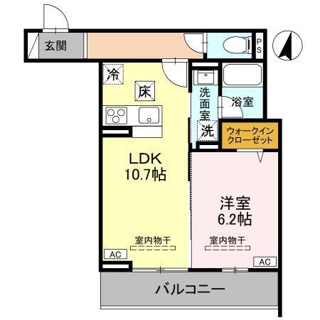 TORISIAS ゆいの杜6丁目 E棟(1LDK/1階)の間取り写真