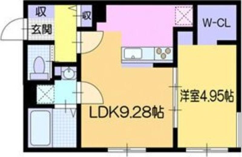 アーバス南円山(1LDK/4階)の間取り写真