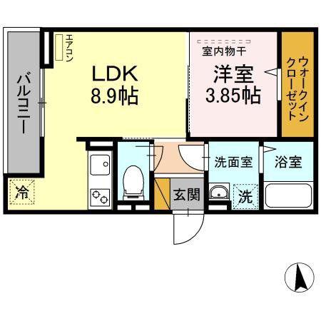 CASA MIA(1LDK/3階)の間取り写真
