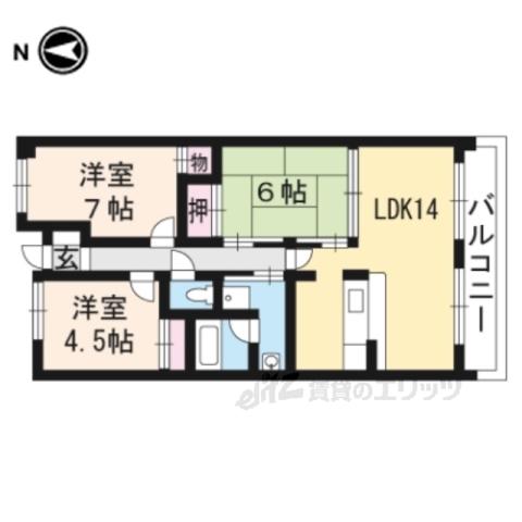 アルトピアーノ仰木の里(3LDK/2階)の間取り写真