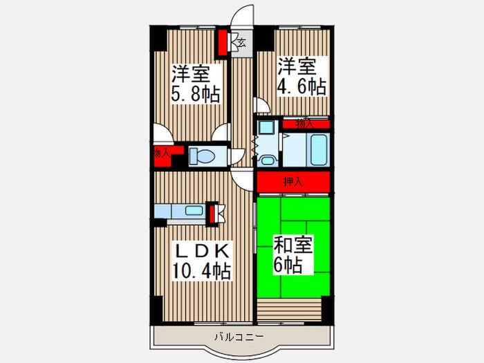 ルミエール3番館(3LDK/5階)の間取り写真