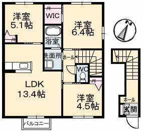 グランフォート A棟(3LDK/2階)の間取り写真