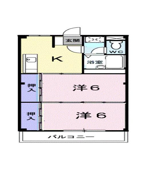 ハピネスふじみ野(2DK/1階)の間取り写真