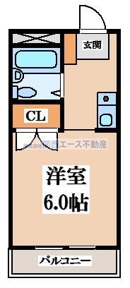 イスパシオII(1K/4階)の間取り写真