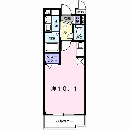 プログレNΑ(ワンルーム/3階)の間取り写真