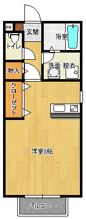 モナリエ津留(1K/1階)の間取り写真