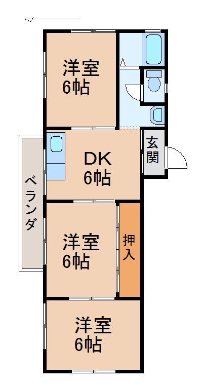 グランシエル秋月(3DK/1階)の間取り写真