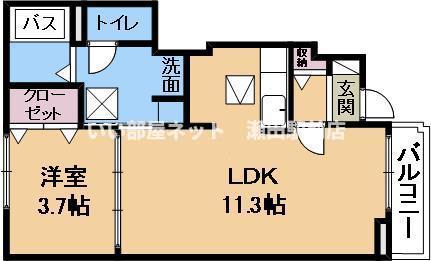 グレイス リバー(1LDK/1階)の間取り写真