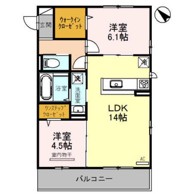 ディールーチェ中百舌鳥(2LDK/2階)の間取り写真