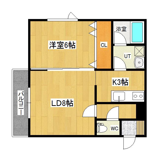 サンセットラピュタ(1LDK/2階)の間取り写真