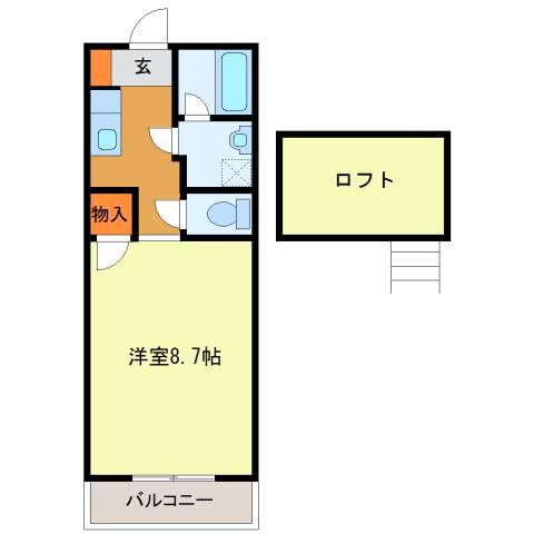 フッサ・クレスト(ワンルーム/2階)の間取り写真