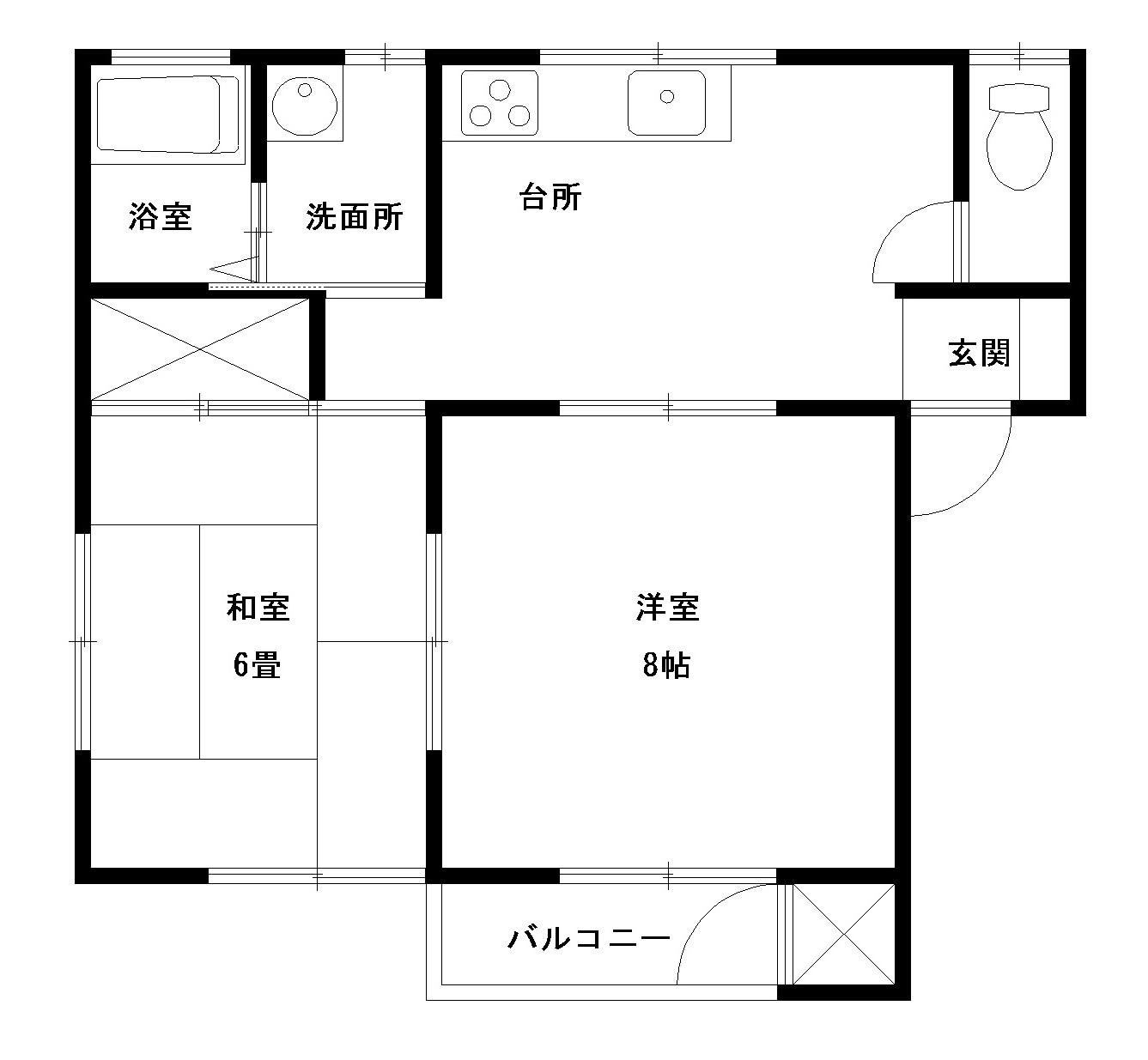 シャンドールA(2DK/1階)の間取り写真