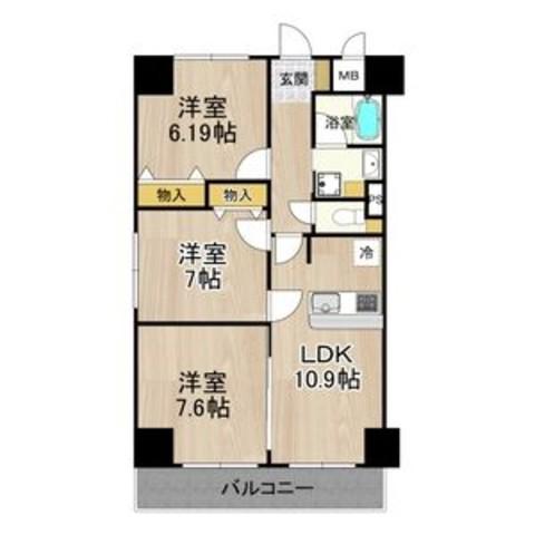 パークモダン住之江公園(3LDK/4階)の間取り写真