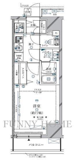 クレイシア三軒茶屋(1K/11階)の間取り写真