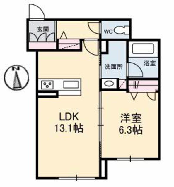 シャーメゾン旭ウエスト(1LDK/1階)の間取り写真