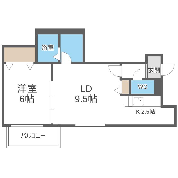 ノーブル円山(1LDK/4階)の間取り写真