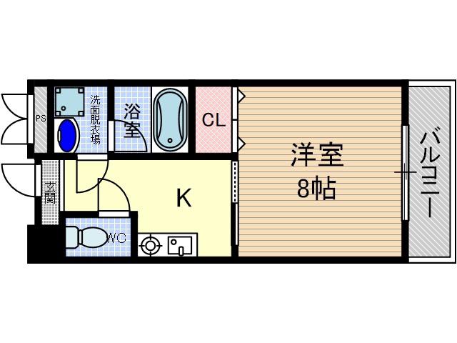 ブロッサム茨木(1K/5階)の間取り写真