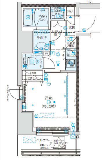 クレイシア五反田駅前(1K/9階)の間取り写真