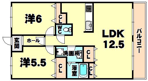 HIYODORI(2LDK/5階)の間取り写真