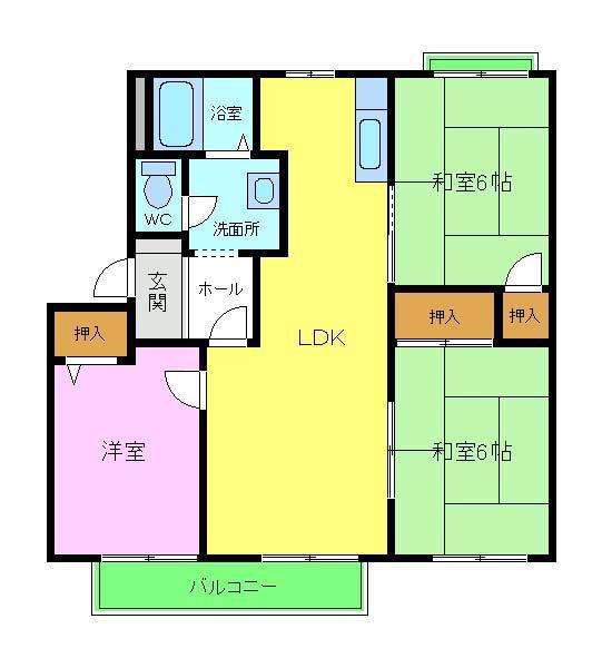 フレグランス錦B(3LDK/1階)の間取り写真