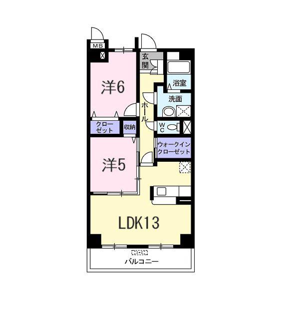 ロイヤルメドウ(2LDK/3階)の間取り写真