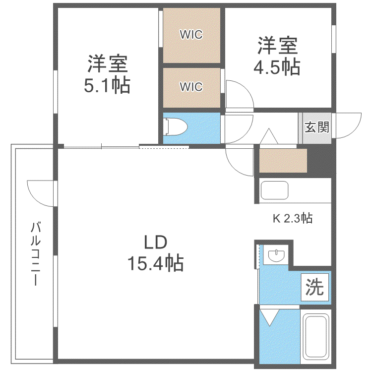 TS COURT ウエスト13(2LDK/3階)の間取り写真