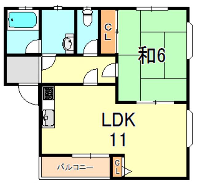 グリーンコーポ(1LDK/2階)の間取り写真
