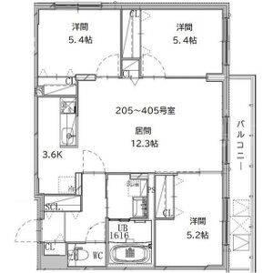 セントポーリアシュシュ(3LDK/4階)の間取り写真