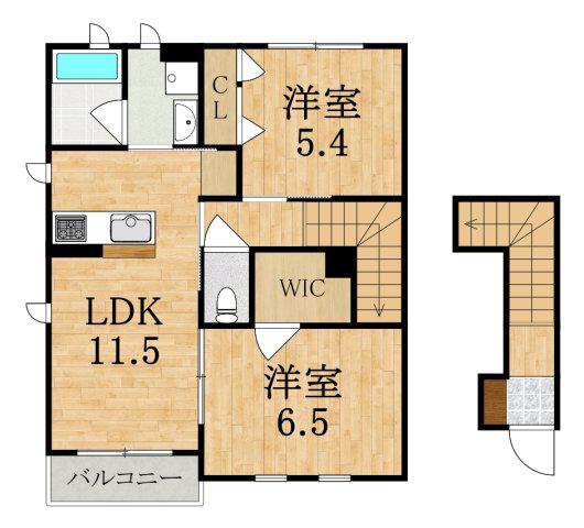 ロワジール南八木(2LDK/2階)の間取り写真