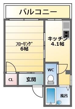 境川三共ビル(1DK/2階)の間取り写真