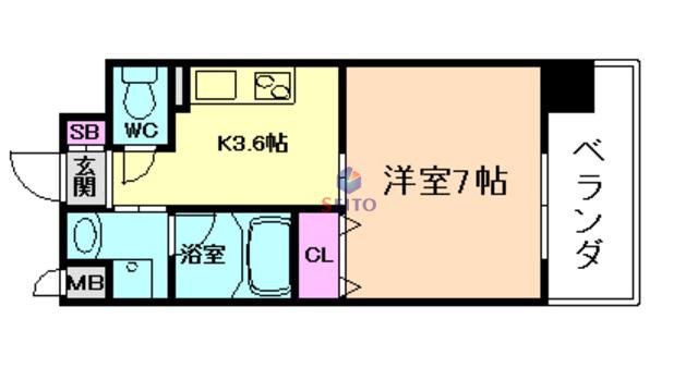 ROHIRUTE福島(1K/3階)の間取り写真