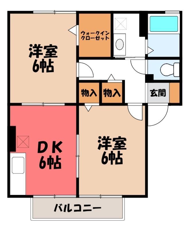 ウィルモア山王(2DK/1階)の間取り写真