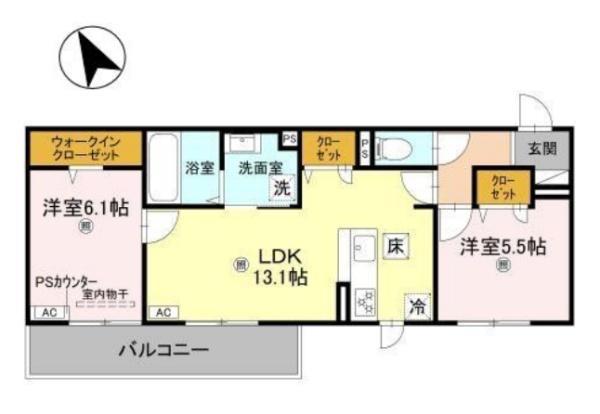 GIGLIATO(2LDK/2階)の間取り写真