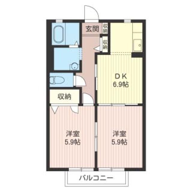 カーサブリアン(2DK/2階)の間取り写真