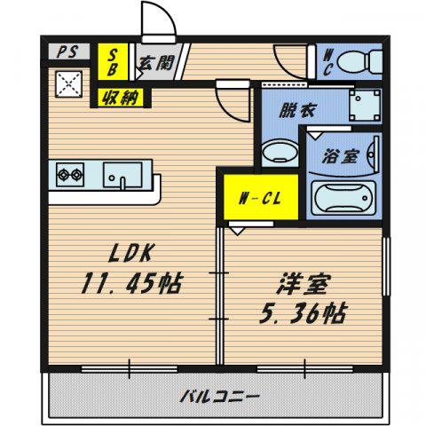 メゾン・デ・ベルジュ鴫野(1LDK/2階)の間取り写真