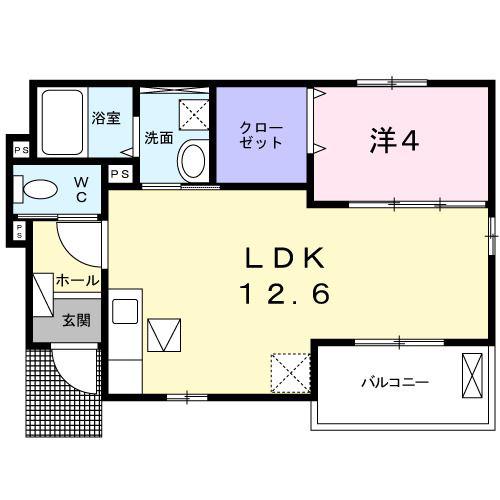 ミューカルム(1LDK/1階)の間取り写真