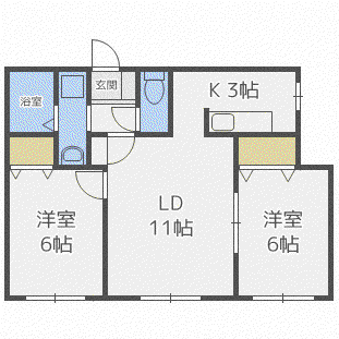 A BOND白石(2LDK/3階)の間取り写真