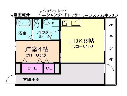 アゼ・ル・リドー(1LDK/1階)の間取り写真